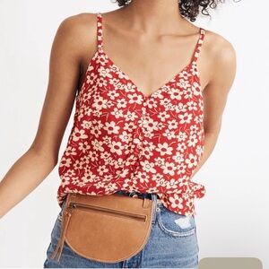 Madewell Floral Red and Cream Women's Tank, Size 2